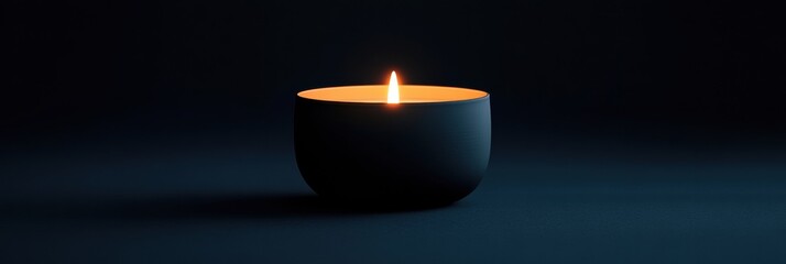 Aufkleber - Single lit candle creates warm ambiance in dark surroundings at quiet evening. Generative AI