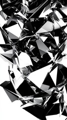 Wall Mural - Abstract Black And White Crystal Fragmentation