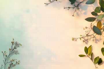 Fototapete - Minimalist planner layout featuring subtle grid lines and botanical elements in a serene workspace. Generative AI