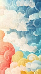 Sticker - Abstract Swirling Cloudscape Artistic Pastel Hues