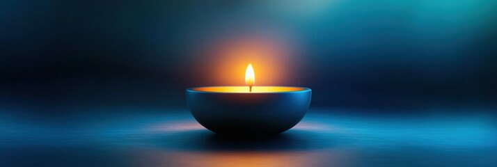 Poster - Elegant candle flame illuminating dark space in a calm and serene atmosphere. Generative AI