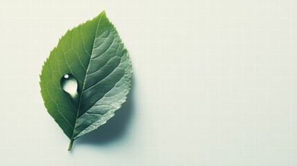 Aufkleber - Perfect green leaf with a water droplet showcasing natures beauty in a serene setting. Generative AI