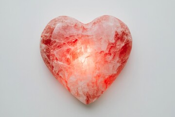 Poster - A clean, modern Valentine heart shape glowing softly in red and pink hues, centered on a simple neutral background