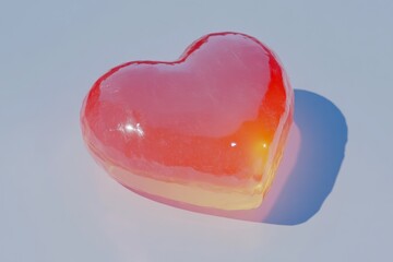 Poster - A clean, modern Valentine heart shape glowing softly in red and pink hues, centered on a simple neutral background