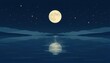 © Prasa-gg - Night Sky with Full Moon Reflected on Calm Water, Evoking Peace