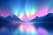© Putu - Serene mountain lake reflecting a vibrant aurora borealis under a starry sky.  Perfect for travel, nature, and fantasy themes.