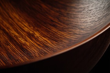 Poster - Close-up of a dark brown wooden bowl's interior, showcasing its rich grain and texture.