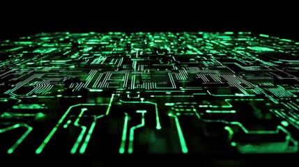 Aufkleber - Glowing green circuit board, digital technology background.
