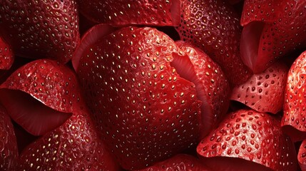 Sticker - Close-up of sliced strawberries, vibrant red, showcasing texture and detail.