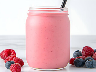 Wall Mural - Raspberry Blueberry Smoothie Photo