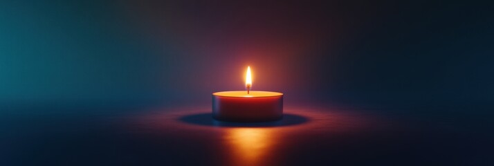 Aufkleber - Single lit candle illuminating a dark background creating a serene and calming atmosphere. Generative AI
