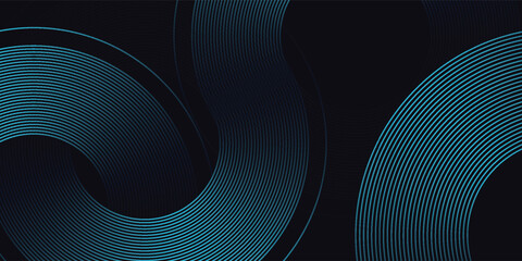 Dark blue abstract background with glowing geometric lines. Modern shiny blue diagonal simple art