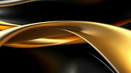 Fototapete - Abstract black background with shimmering gold wave and sparkles exudes cinematic luxury