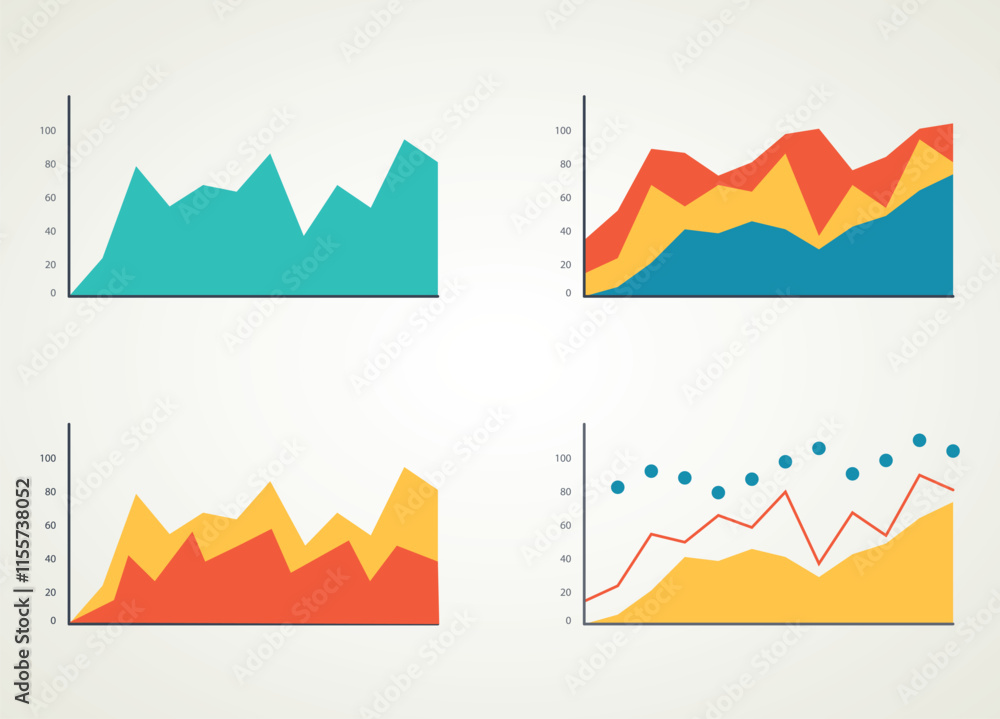 Set of elements chart for infographics graphs diagrams Chart in color ...
