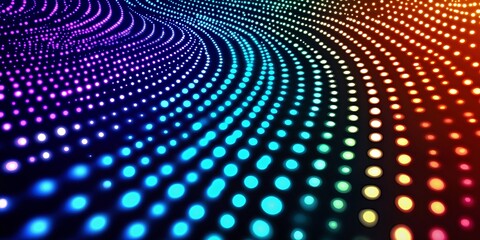 Wall Mural - a seamless arrangement of glowing rainbow-colored dots forming dynamic wave patterns