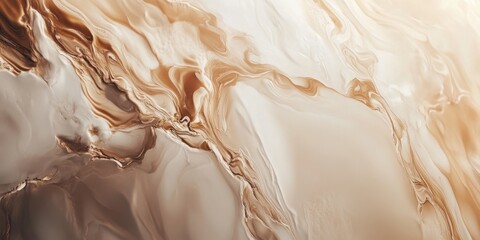 Wall Mural - Abstract marble texture with swirling patterns in brown and cream color palette