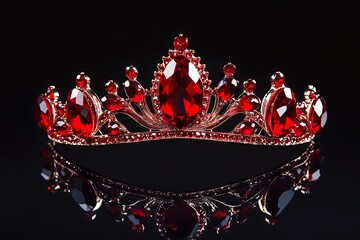 Wall Mural - Crown with precious stones isolated on black background