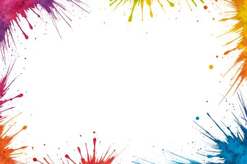 Wall Mural - frame border with copy space of colorful rainbow holi paint color powder explosion isolated white ba
