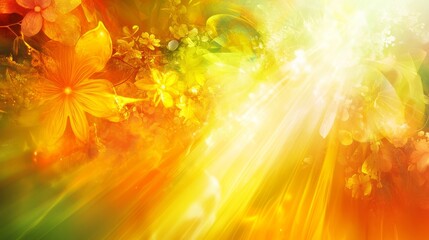 summer solstice abstract background. featuring bright yellows, oranges, and greens. highlighting sun