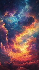 Wall Mural - vibrant cosmic clouds with a shooting star in a celestial sky at twilight