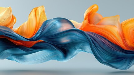 Poster - Abstract flowing orange and blue fabric.