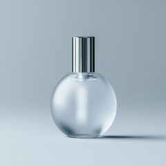 Canvas Print - Clear glass perfume bottle with silver cap.