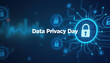 © Xenia - Engaging banner for Data Privacy Day featuring messages on cybersecurity awareness against a blue backdrop.