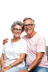 Senior couple smiling hugging transparent PNG cut out isolated for social media post ad promotion 2025 download high quality photo image picture family love happiness retirement web banner poster