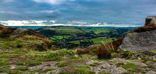 Wall Mural - Panoramic view of Peak District landscape