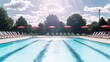 © Bayram - photo of outdoor swimming pool, sunn day --'A serene outdoor swimming pool on a sunny day, capturing a relaxing and refreshing atmosphere.'