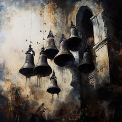 Poster - Ancient Church Bells: Awe-Inspiring Architectural Painting