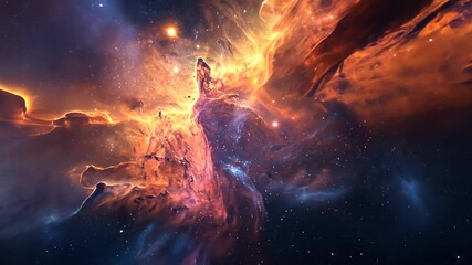 Wall Mural - a vibrant and dynamic space scene featuring numerous stars illuminating the cosmic landscape, distan