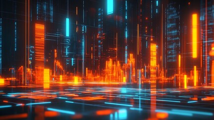 Poster - Cutting Edge High-Tech Metropolis with Neon Architecture and Light Effects : Generative AI