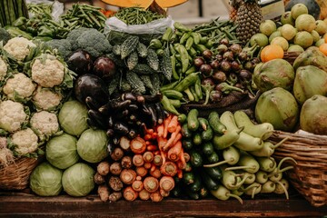 Vibrant market display of fresh produce.