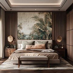 Canvas Print - Luxury Tropical Bedroom Interior Design