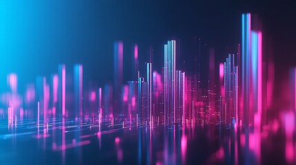 Fototapete - Vivid Neon Pink and Blue Data Structures Symmetric Design Reflects Innovative Digital Technologies : Generative AI