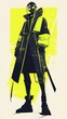 © SaraSorayya - A stylized figure in a futuristic outfit, wearing a mask and standing confidently against a bright background.