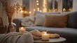 © homeganko - Cozy living room atmosphere with candles and soft decor for a relaxed evening
