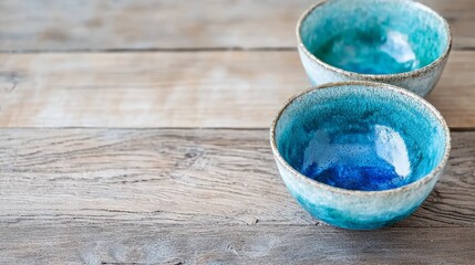 Wall Mural - A couple of bowls sitting on top of a wooden table