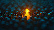 © YoursTrulyPhotos - single pixel glowing brightly among dim ones, symbolizing individuality and standing out in a chaotic crowd, representing uniqueness and the power of difference in a world of conformity