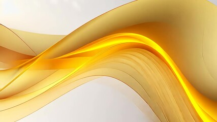 Fototapete - Video with abstract yellow wavy background features sleek and elegant flowing lines. Luminous yellow waves create a modern and polished aesthetic for visuals. Perfect for dynamic decor, chic designs.