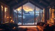 © Johannes - Cozy cabin in the mountains with a view of the snowy landscape outside.