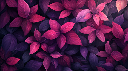 stunning background of beautiful purple tropical leaves, exuding elegance and mystery. The intricate patterns symbolize transformation, creativity, and balance amidst the chaos of nature