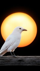 Wall Mural - A white bird sitting on top of a wooden fence