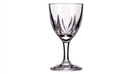 A polished crystal goblet with faceted edges and a sparkling finish isolated on a white background --no shadows