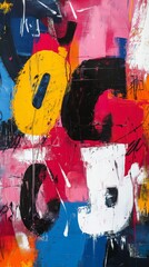 Poster - Vibrant contemporary art featuring bold colors and dynamic textures in an abstract composition