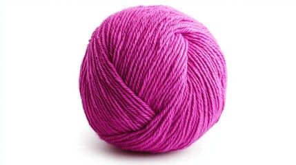 Wall Mural - A soft woolen ball of yarn in bright pink isolated on a pure white background, --no shadows