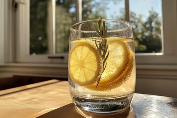 Wall Mural - Sparkling Lemon & Rosemary Drink