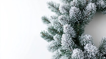 Wall Mural - Frosted pine branch wreath or Wreath of snowy fir branches