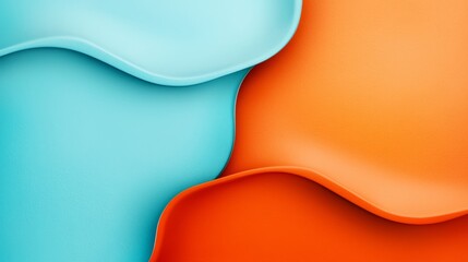 An orange and blue abstract background with wavy shapes
